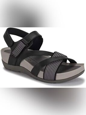 BareTraps “Alaina” Black and Gray Strappy Sandals